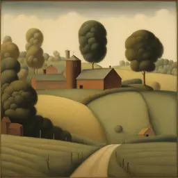 a landscape by Grant Wood