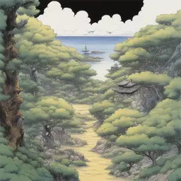 a landscape by Hirohiko Araki