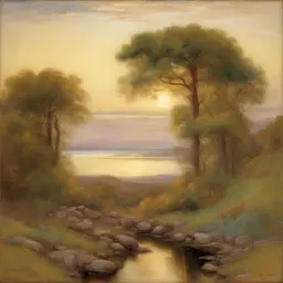 a landscape by Louis Comfort Tiffany
