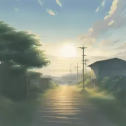 a landscape by Makoto Shinkai