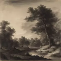 a landscape by Rembrandt Van Rijn