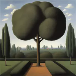 a landscape by Rene Magritte
