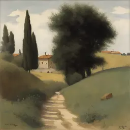 a landscape by Silvestro Lega