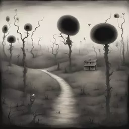 a landscape by Tim Burton