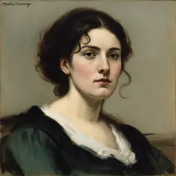 portrait of a woman by Charles-Francois Daubigny