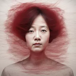 portrait of a woman by Chiharu Shiota