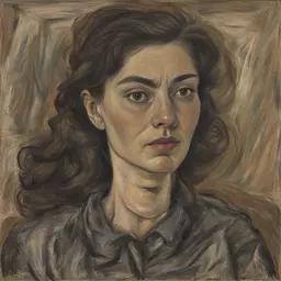 portrait of a woman by Leon Kossoff