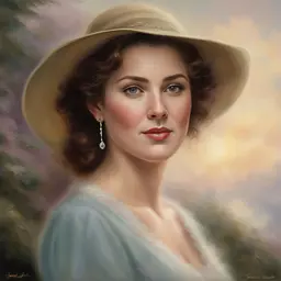 portrait of a woman by Thomas Kinkade