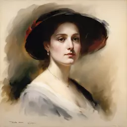 portrait of a woman by Thomas Moran