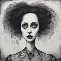 portrait of a woman by Tim Burton