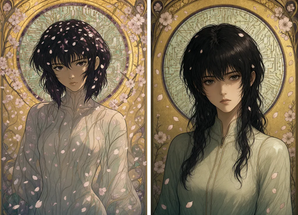 The Motoko Kusanagi prompt rendered by Qwen-Image 2.1 with CFG 3 at 20 steps on the left and by Qwen-Image-2.1-Turbo in 8 steps on the right