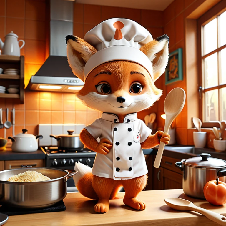 Baby fox chef, Stable Diffusion XL