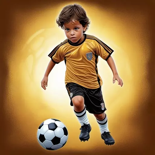 2D vector illustration of a child with soccer ball