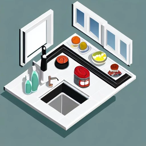 kitchen dish washer isometric_2d artword_stablediffusion