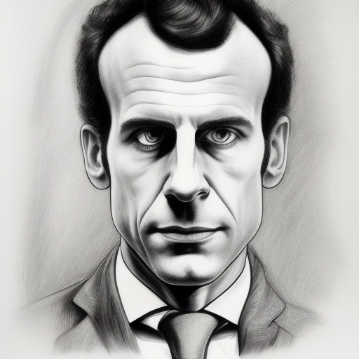 repo/712887099-portrait Macron, drawing Outlined, Lucian Freud.webp