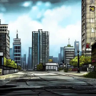 digital art, realistic, city, post apocalypse