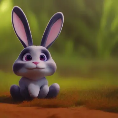 bunny with pixar chibi head picture animalism octane render