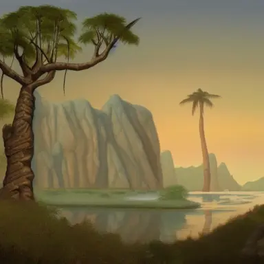 prehistoric isle in 1930,gameplay screen shot,8k,painted,detailed,ken kelly style