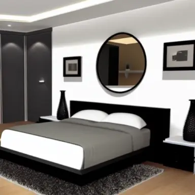 design of a bedroom with a bed 4k