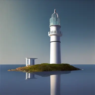 futuristic lighthouse, flash light, hyper realistic, epic composition, cinematic, landscape vista photography, landscape veduta