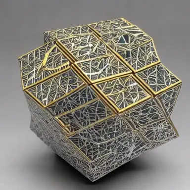 detailed paint tsutomu nihei a golden futuristic tesseract cube, intricate details, steps 40, sampler cfg scale 7, seed