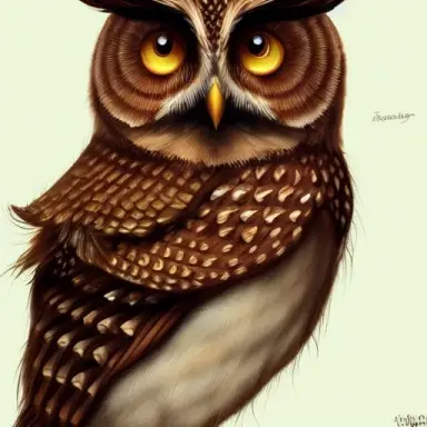 brown owl, leaf like feathers, fantasy, d and d, intricate, trending on artstation, sharp focus