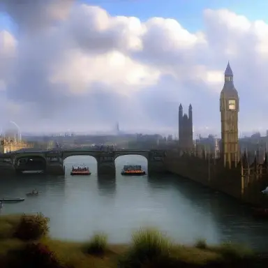 jeff wayne fighting machine destroying london, fluffy clouds, diffuse lighting, intricate elegant highly detailed lifelike photo