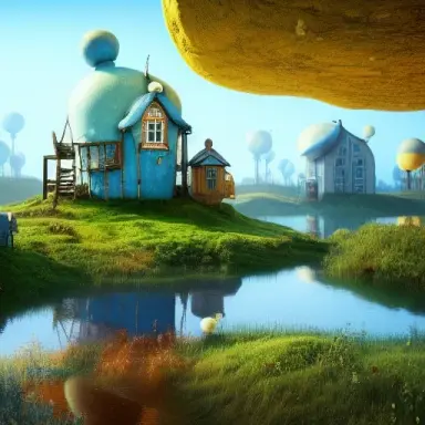 intricate, elegant, highly detailed landscape shot, little mechanical animals, diffuse blue lighting, landscape background, alex