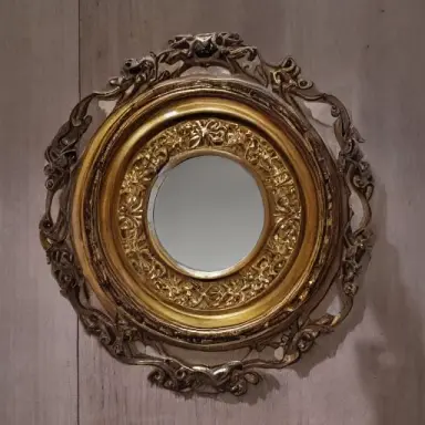 mirror frame, antique, wooden, round, antique, carved, collection, expensive, hermitage, italy, gold
