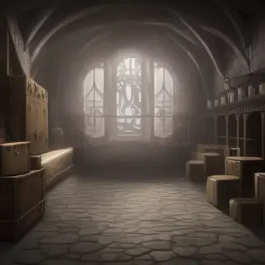 An impressive room in a dungeon, fantasy style