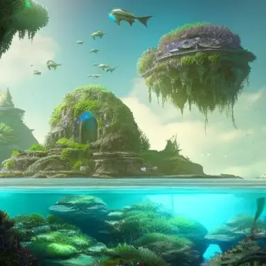 Fantasy world, ocean world, underwater, amazing magical, very detailed, cool landscape, trending on Artstation, epic fantasy sol