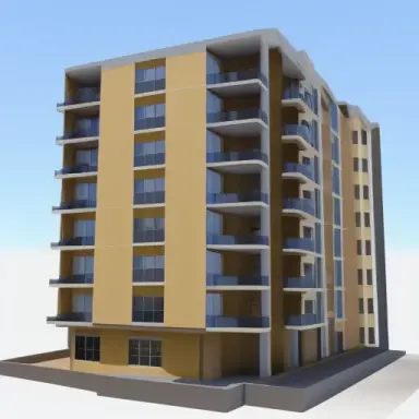 3d of 7 story apartment building