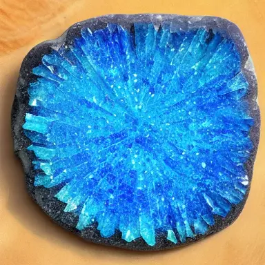 blue crystals stone slice sunshine