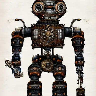 very realistic drawing of a steampunk mammooth robot, highly intricate and detailed, full figure, artstation
