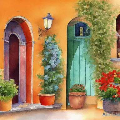 entrance to italian outdoor cafe by anne gifford