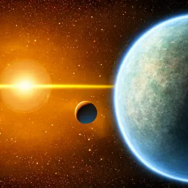 in the background is a planet and its atmosphere, in the distance is space