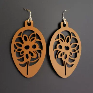 simple and modern lasercutted wooden poppy earrings
