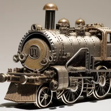 locomotive made of watch parts; 3d