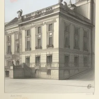 drawing of building in style of Étienne Louis Boullée