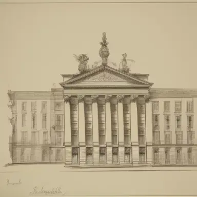 drawing of building in style of Étienne Louis Boullée, grand, big, large scale