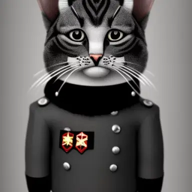a furry cat in the uniform of the Third Reich, realistic shaded Perfect face, fine details