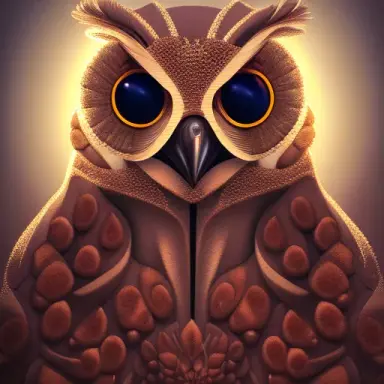 a beautiful digital illustration concept of an anthropomorphic owl by benoit b. mandelbrot, steven belledin, martin johnson head