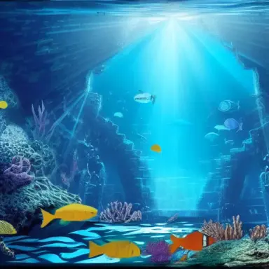 atlantis underwater world 4k,style adrian smith,