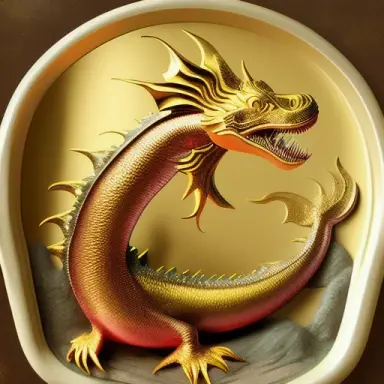 1274009185 gold background color, fishdragon , hieronymus bosch, ivory