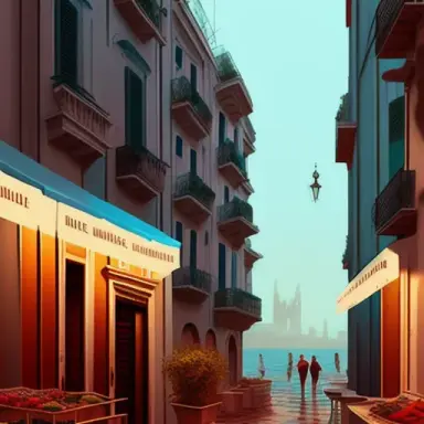Highly detailed, best quality, 8k matte paint digital art of Naples, Italy in the style of ed hopper