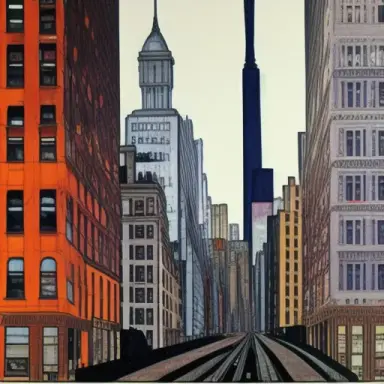 city of new york style of Egon Schiele