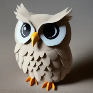 cute toy owl made of suede, geometric accurate, relief on skin, plastic relief surface of body, intricate details, cinematic,