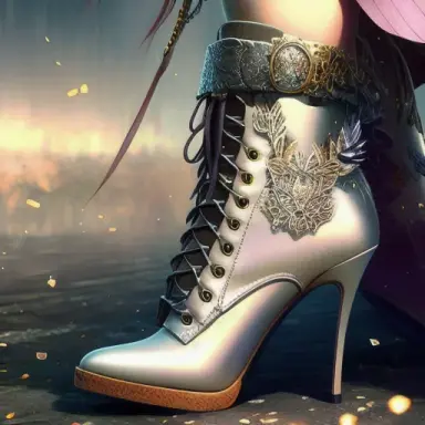cleated high heel boots, close up, (extremely detailed 8k wallpaper), high quality, masterpiece, award winning art, art by Yoshi