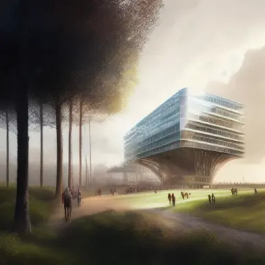 contemporary new Third place to work making countryside attractive, Bjarke Ingels, Brent Heighton, Beeple