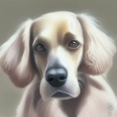 portrait of a cute old tired beige setter dog, cuteness overload, painted with pastels, neutral background